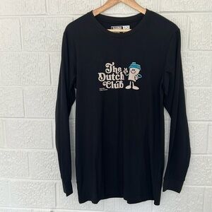 Dutch Bros Men’s Long Sleeve Black Dutch Club Graphic Tee Shirt Size Medium